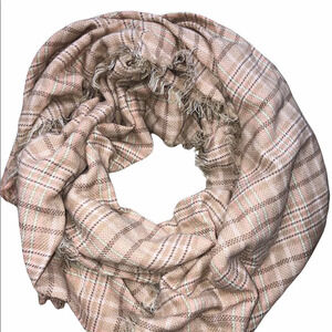 LOOK peach plaid blanket scarf